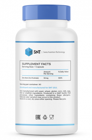 SNT Zinc Picolinate 50 mg, 90 капсул SNT Zinc Picolinate 50 mg, 90 капсул