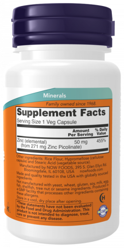 NOW Zinc Picolinate 50 mg, 60 капсул NOW Zinc Picolinate 50 mg, 60 капсул