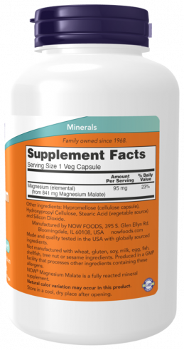 NOW Magnesium Malate Caps, 180 капсул NOW Magnesium Malate Caps, 180 капсул