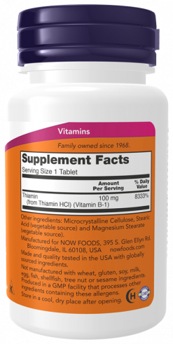NOW B-1 100 mg, 100 таблеток NOW B-1 100 mg, 100 таблеток