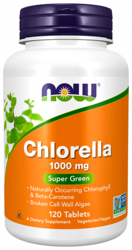 NOW Chlorella 1000 mg, 120 таблеток