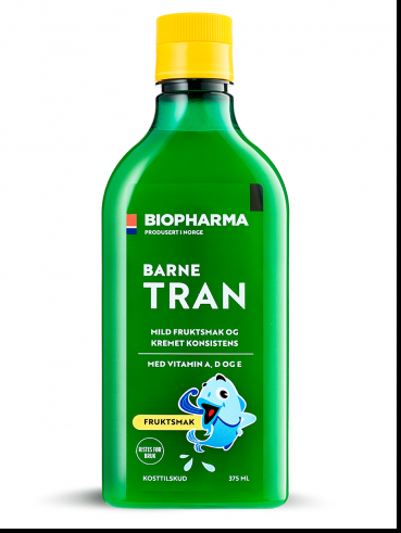 BIOPHARMA Barne Tran Omega-3 для детей в виде сиропа со вкусом фруктов, 375 мл BIOPHARMA Barne Tran Omega-3 для детей в виде сиропа со вкусом фруктов, 375 мл
