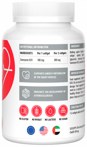 Ultrasupps CoQ10, 60 капсул Ultrasupps CoQ10, 60 капсул