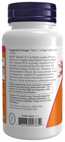 NOW Vitamin D-3 1000 IU, 180 капсул NOW Vitamin D-3 1000 IU, 180 капсул