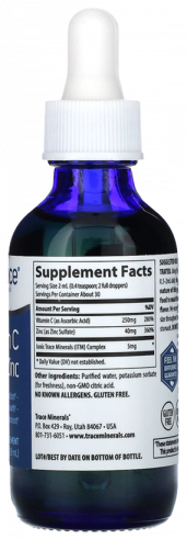Trace Minerals Liquid Vitamin C + Ionic Zinc, 59 мл Trace Minerals Liquid Vitamin C + Ionic Zinc, 59 мл
