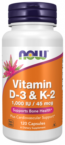 NOW Vitamin D-3 & K-2 1000 IU / 45 mcg, 120 капсул NOW Vitamin D-3 & K-2 1000 IU / 45 mcg, 120 капсул